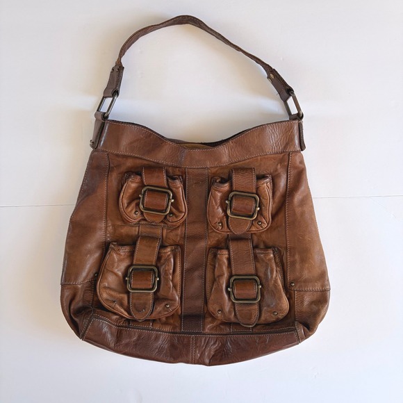 Banana Republic Handbags - Vintage Banana Republic Ashbury Leather Hobo Boho Saddlebag Bag Y2K